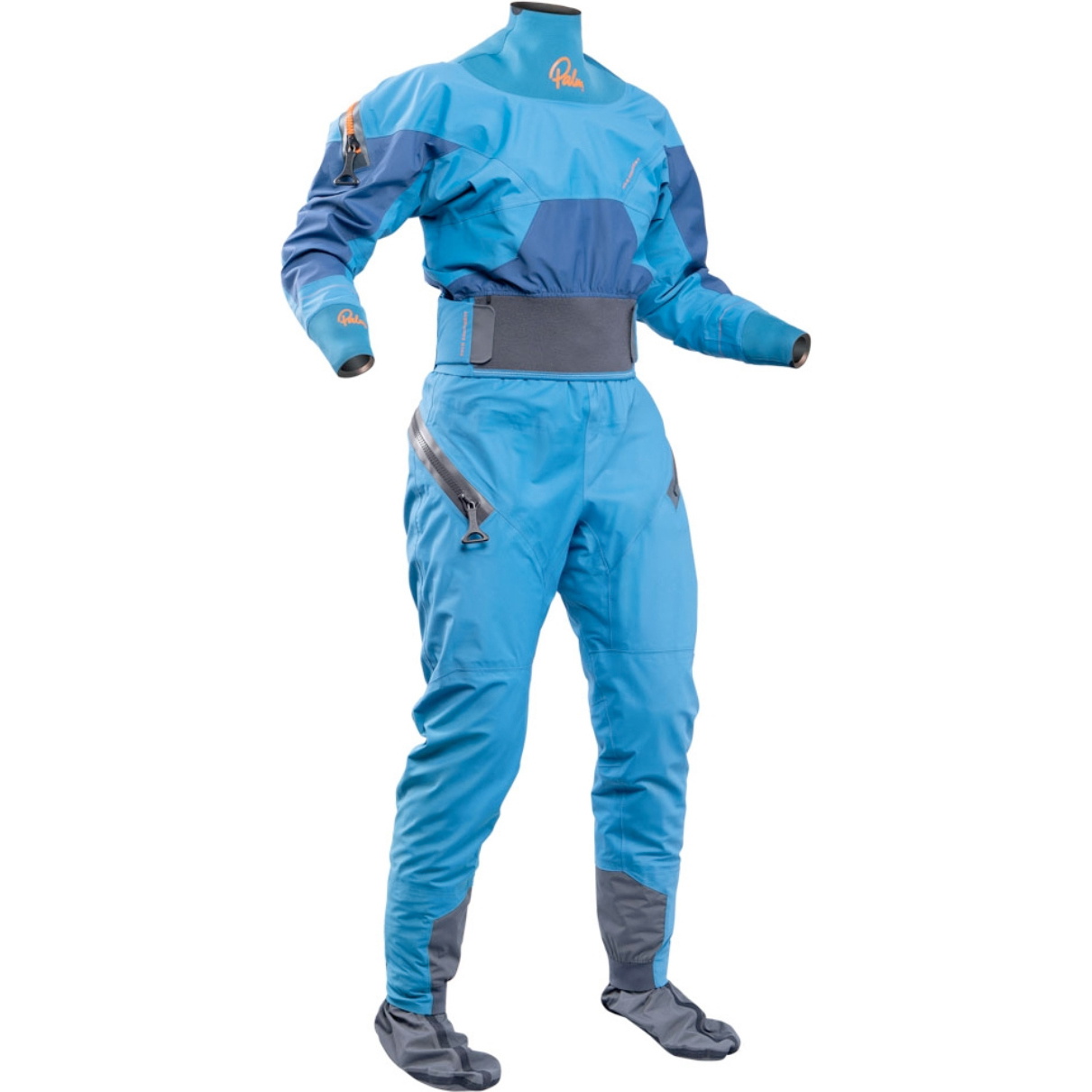 2026 Palm Womens Fuse Action Kayak Drysuit 13812 - Mid Blue / Mandarin